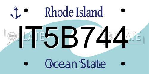 IT5B744 Rhode Island License Plate