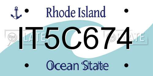 IT5C674 Rhode Island License Plate
