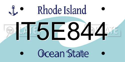 IT5E844 Rhode Island License Plate