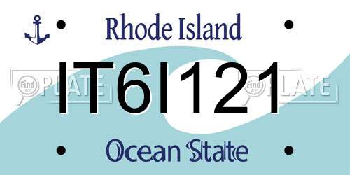 IT6I121 Rhode Island License Plate