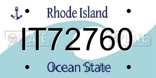 IT72760 Rhode Island License Plate