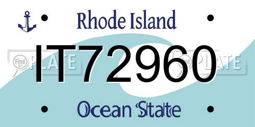 IT72960 Rhode Island License Plate