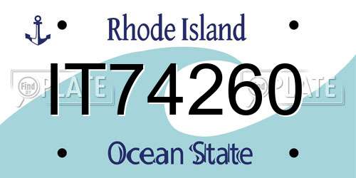 IT74260 Rhode Island License Plate