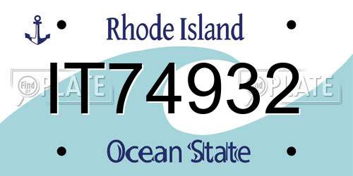 IT74932 Rhode Island License Plate