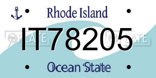 IT78205 Rhode Island License Plate