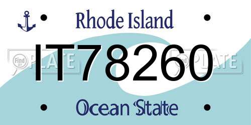 IT78260 Rhode Island License Plate