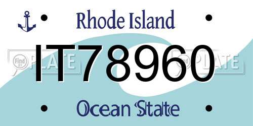 IT78960 Rhode Island License Plate