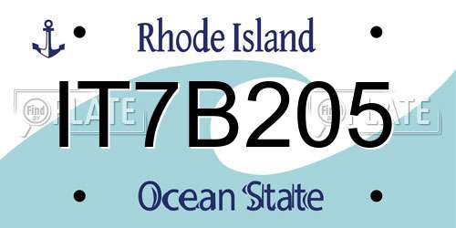 IT7B205 Rhode Island License Plate