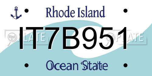 IT7B951 Rhode Island License Plate