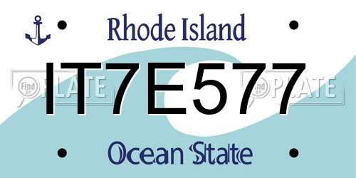 IT7E577 Rhode Island License Plate