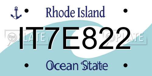 IT7E822 Rhode Island License Plate