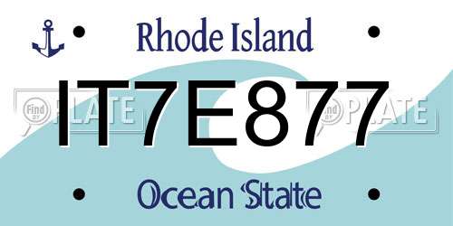IT7E877 Rhode Island License Plate
