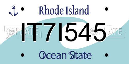 IT7I545 Rhode Island License Plate