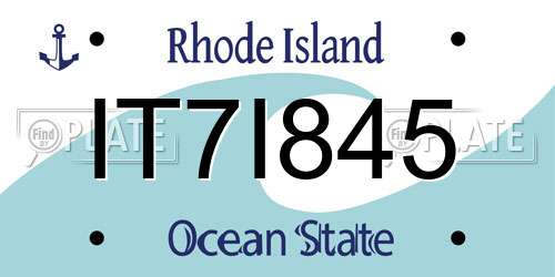 IT7I845 Rhode Island License Plate