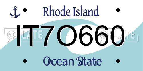 IT7O660 Rhode Island License Plate