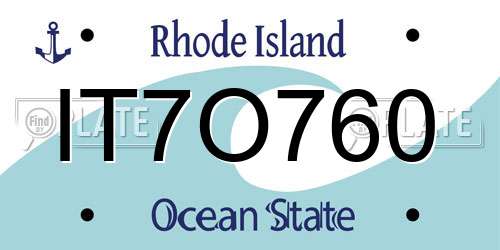 IT7O760 Rhode Island License Plate