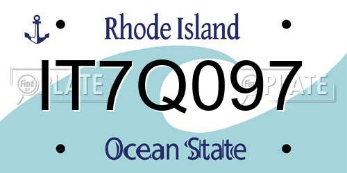 IT7Q097 Rhode Island License Plate