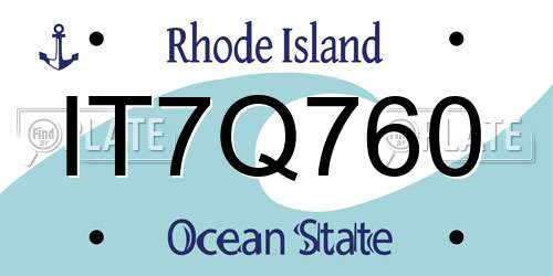 IT7Q760 Rhode Island License Plate