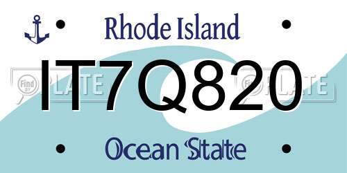 IT7Q820 Rhode Island License Plate