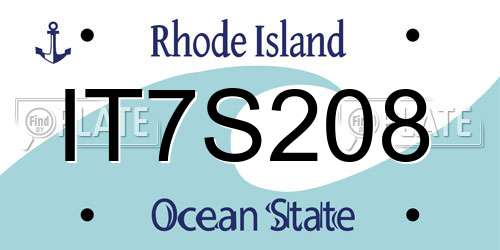 IT7S208 Rhode Island License Plate