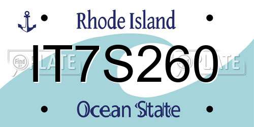 IT7S260 Rhode Island License Plate