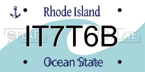 IT7T6B Rhode Island License Plate