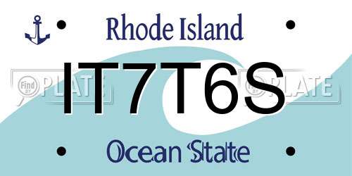 IT7T6S Rhode Island License Plate