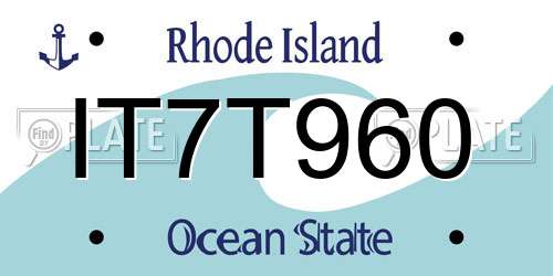 IT7T960 Rhode Island License Plate