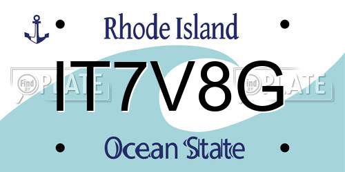 IT7V8G Rhode Island License Plate