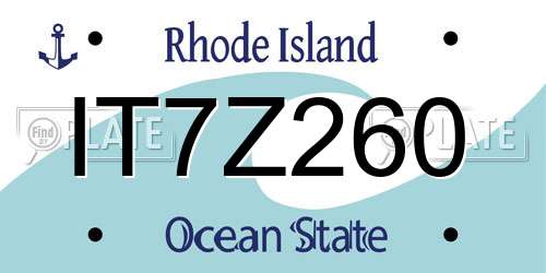 IT7Z260 Rhode Island License Plate