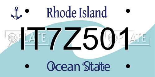 IT7Z501 Rhode Island License Plate