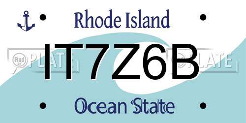 IT7Z6B Rhode Island License Plate