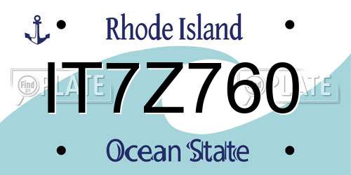 IT7Z760 Rhode Island License Plate