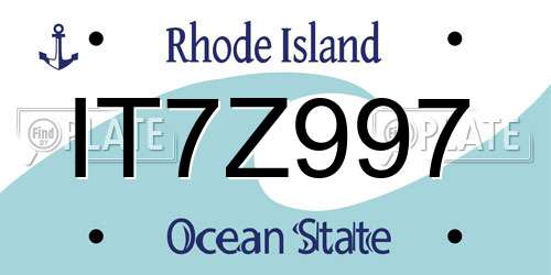 IT7Z997 Rhode Island License Plate
