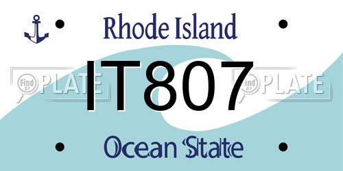 IT807 Rhode Island License Plate