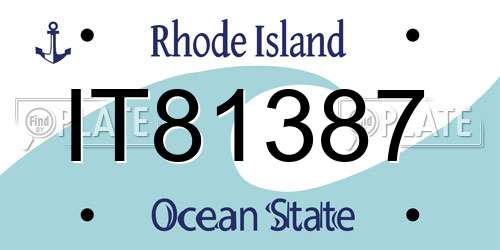 IT81387 Rhode Island License Plate