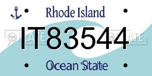 IT83544 Rhode Island License Plate