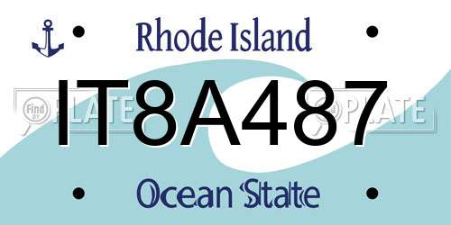 IT8A487 Rhode Island License Plate