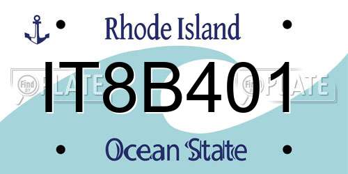 IT8B401 Rhode Island License Plate