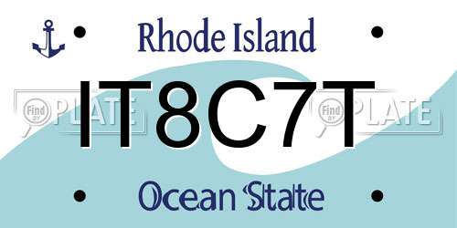 IT8C7T Rhode Island License Plate