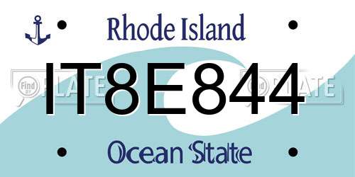 IT8E844 Rhode Island License Plate