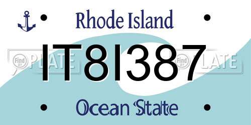 IT8I387 Rhode Island License Plate