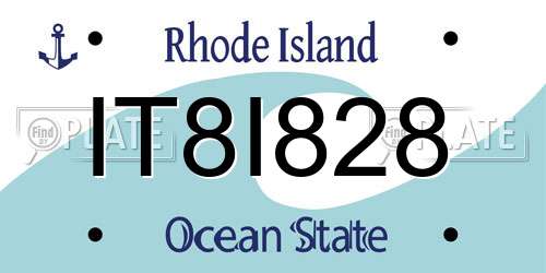 IT8I828 Rhode Island License Plate