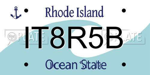 IT8R5B Rhode Island License Plate