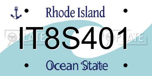 IT8S401 Rhode Island License Plate