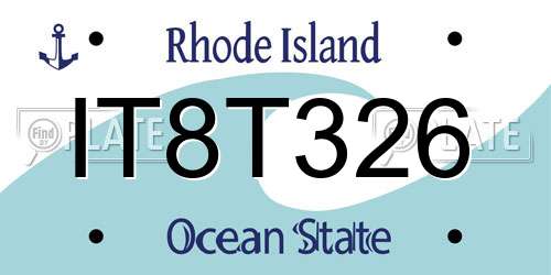 IT8T326 Rhode Island License Plate