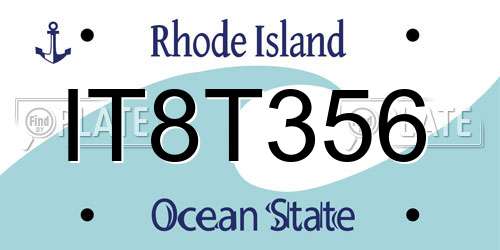 IT8T356 Rhode Island License Plate