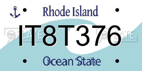 IT8T376 Rhode Island License Plate