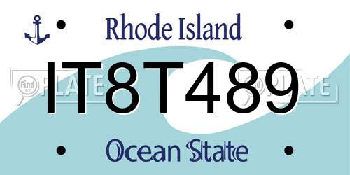 IT8T489 Rhode Island License Plate