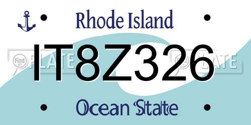 IT8Z326 Rhode Island License Plate